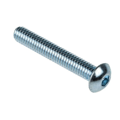 RS PRO Bright Zinc Plated Steel Hex Socket Button Screw, ISO 7380, M4 x 25mm