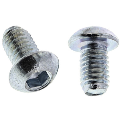 RS PRO Bright Zinc Plated Steel Hex Socket Button Screw, ISO 7380, M6 x 10mm