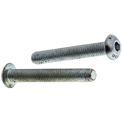 RS PRO Bright Zinc Plated Steel Hex Socket Button Screw, ISO 7380, M5 x 35mm