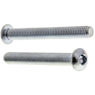RS PRO Bright Zinc Plated Steel Hex Socket Button Screw, ISO 7380, M6 x 50mm
