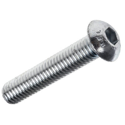 RS PRO Bright Zinc Plated Steel Hex Socket Button Screw, ISO 7380, M8 x 40mm