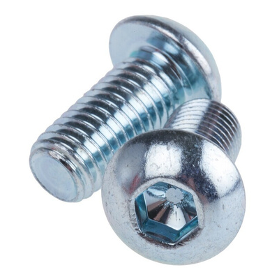 RS PRO Bright Zinc Plated Steel Hex Socket Button Screw, ISO 7380, M12 x 25mm