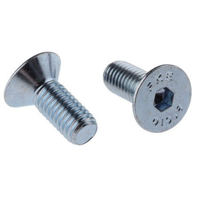 RS PRO Bright Zinc Plated Steel Hex Socket Countersunk Screw, DIN 7991, M6 x 50mm