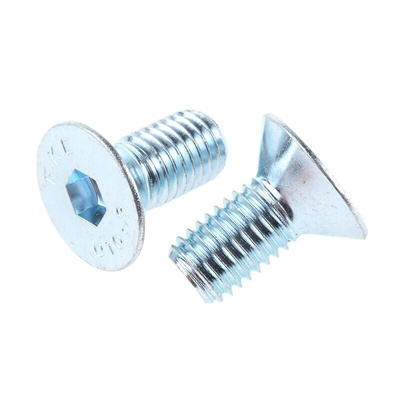 RS PRO Bright Zinc Plated Steel Hex Socket Countersunk Screw, DIN 7991, M12 x 25mm