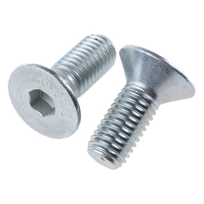 RS PRO Bright Zinc Plated Steel Hex Socket Countersunk Screw, DIN 7991, M12 x 30mm