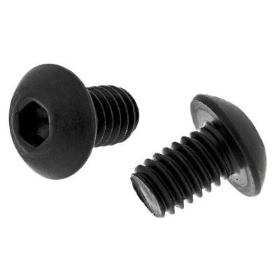 RS PRO Black, Self-Colour Steel Hex Socket Button Screw, ISO 7380, M4 x 6mm
