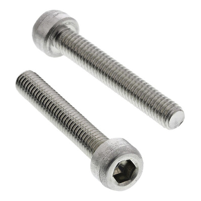 RS PRO Plain Stainless Steel Hex Socket Cap Screw, DIN 912, M4 x 25mm