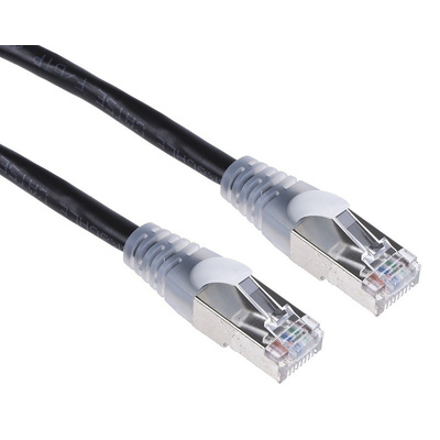 RS PRO Black PVC Cat5e Cable F/UTP, 10m Male RJ45/Male RJ45