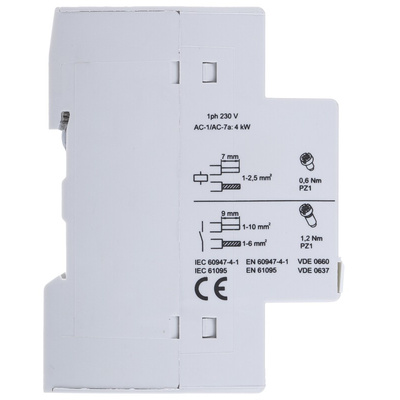 Lovato CN Series Contactor, 230 V ac Coil, 2-Pole, 9 A, 4 kW, 1NO + 1NC, 400 V ac