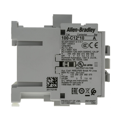 Allen Bradley 100C Series Contactor, 24 V ac Coil, 3-Pole, 12 A, 5.5 kW, 3NO, 690 V ac