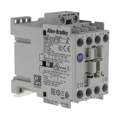 Allen Bradley 100C Series Contactor, 24 V ac Coil, 3-Pole, 12 A, 5.5 kW, 3NO, 690 V ac