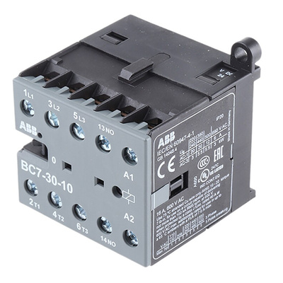 ABB B Series Contactor, 24 V dc Coil, 3-Pole, 9 A, 5.5 kW, 3NO, 690 V ac