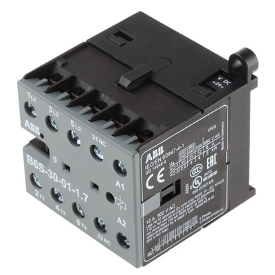 ABB B Series Contactor, 24 V dc Coil, 3-Pole, 9 A, 4 kW, 3NO, 690 V ac