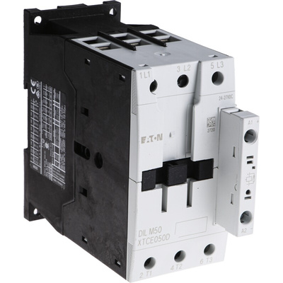 Eaton Contactor, 24 V dc Coil, 3-Pole, 50 A, 22 kW, 3NO, 400 V ac