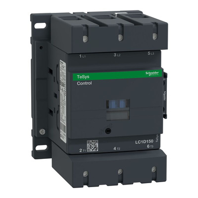 Schneider Electric LC1D Series Contactor, 48 V ac Coil, 3-Pole, 150 A, 80 kW, 3NO, 1 kV ac