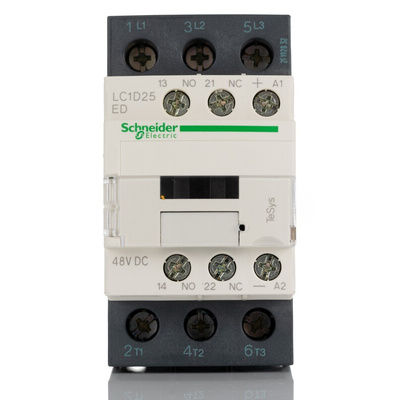 Schneider Electric LC1D Series Contactor, 48 V dc Coil, 3-Pole, 25 A, 11 kW, 3NO, 690 V ac