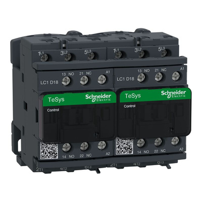 Schneider Electric LC2D Series Contactor, 110 V ac Coil, 3-Pole, 18 A, 7.5 kW, 3NO, 690 V ac