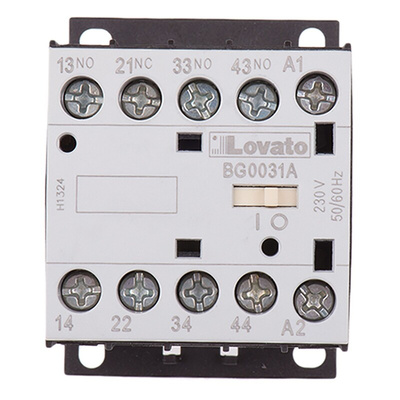 Lovato BG Series Contactor Relay, 230 V ac Coil, 4-Pole, 10 A, 3NO + 1NC, 690 V ac