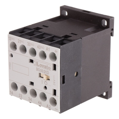 Lovato BG Series Contactor Relay, 24 V dc Coil, 4-Pole, 10 A, 3NO + 1NC, 690 V ac