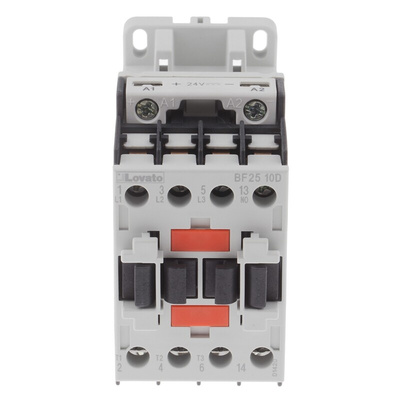 Lovato BF Series Contactor, 24 V dc Coil, 3-Pole, 25 A, 11 kW, 3NO, 440 V ac