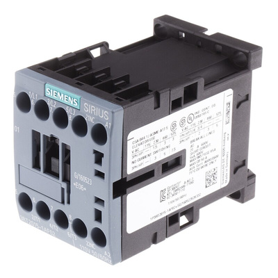 Siemens 3RT2 Series Contactor, 110 V ac Coil, 3-Pole, 7 A, 3 kW, 3NO, 400 V ac