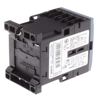 Siemens 3RT2 Series Contactor, 110 V ac Coil, 3-Pole, 7 A, 3 kW, 3NO, 400 V ac