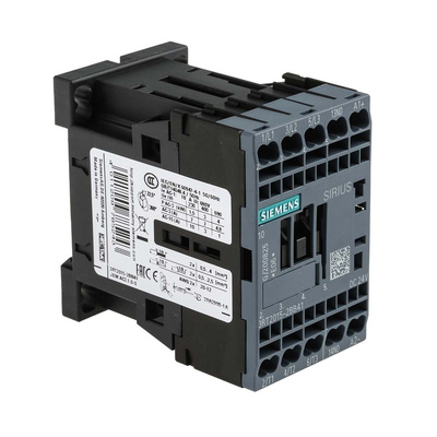 Siemens 3RT2 Series Contactor, 24 V dc Coil, 3-Pole, 7 A, 3 kW, 3NO, 400 V ac