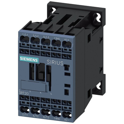 Siemens 3RT2 Series Contactor, 24 V dc Coil, 3-Pole, 7 A, 3 kW, 3NO, 400 V ac