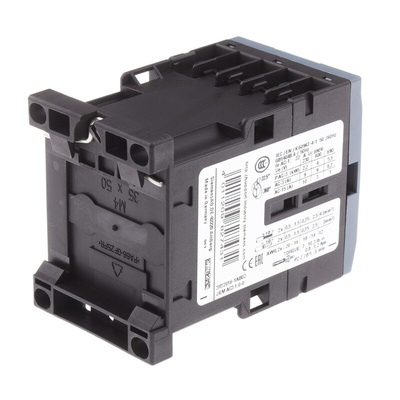 Siemens 3RT2 Series Contactor, 24 V ac Coil, 3-Pole, 9 A, 4 kW, 3NO, 400 V ac