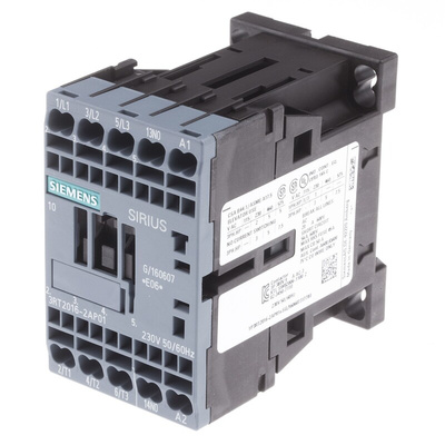 Siemens 3RT2 Series Contactor, 230 V ac Coil, 3-Pole, 9 A, 4 kW, 3NO, 400 V ac