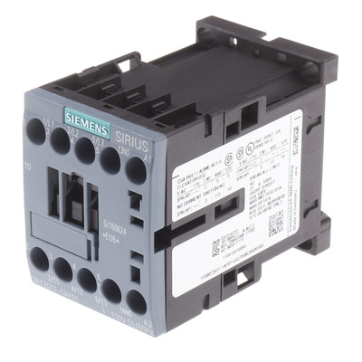 Siemens 3RT2 Series Contactor, 110 V ac Coil, 3-Pole, 12 A, 5.5 kW, 3NO, 400 V ac