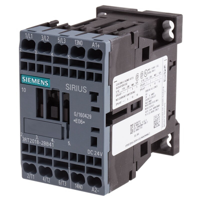 Siemens 3RT2 Series Contactor, 24 V dc Coil, 3-Pole, 16 A, 7.5 kW, 3NO, 400 V ac
