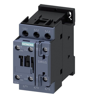 Siemens 3RT2 Series Contactor, 110 V ac Coil, 3-Pole, 12 A, 5.5 kW, 3NO, 400 V ac