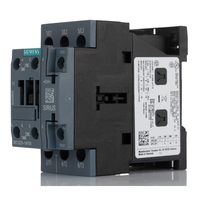 Siemens 3RT2 Series Contactor, 110 V ac Coil, 3-Pole, 16 A, 7.5 kW, 3NO, 400 V ac