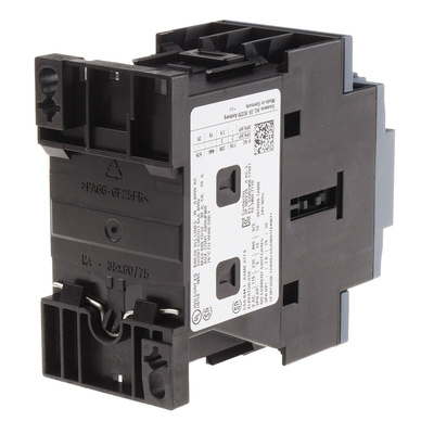 Siemens 3RT2 Series Contactor, 24 V ac Coil, 3-Pole, 25 A, 11 kW, 3NO, 400 V ac