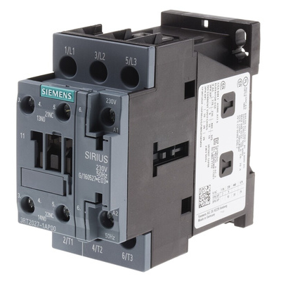 Siemens 3RT2 Series Contactor, 230 V ac Coil, 3-Pole, 32 A, 15 kW, 3NO, 400 V ac