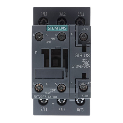 Siemens 3RT2 Series Contactor, 230 V ac Coil, 3-Pole, 32 A, 15 kW, 3NO, 400 V ac