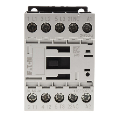 Eaton Contactor, 24 V ac Coil, 3-Pole, 7 A, 3 kW, 3NO, 400 V ac