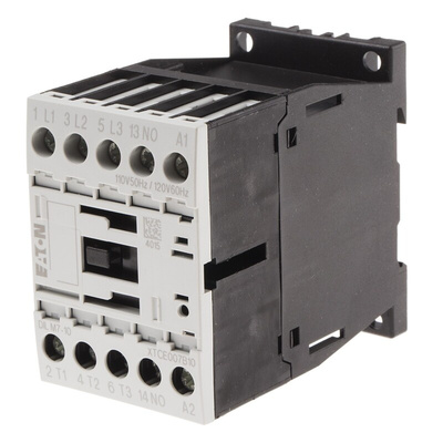 Eaton Contactor, 110 V ac Coil, 3-Pole, 7 A, 3 kW, 3NO, 400 V ac