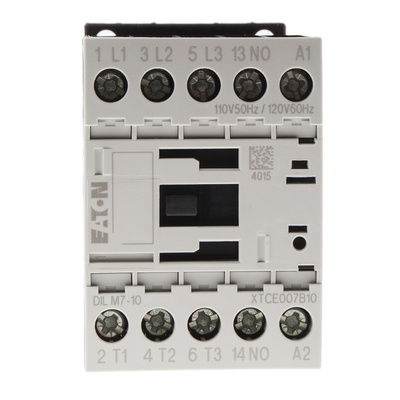 Eaton Contactor, 110 V ac Coil, 3-Pole, 7 A, 3 kW, 3NO, 400 V ac