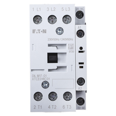 Eaton Contactor, 230 V ac Coil, 3-Pole, 17 A, 7.5 kW, 3NO, 400 V ac
