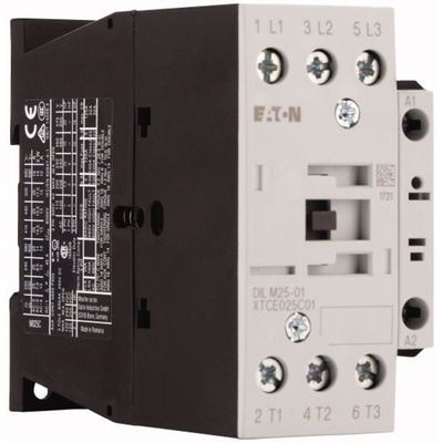 Eaton Contactor, 230 V ac Coil, 3-Pole, 25 A, 11 kW, 3NO, 400 V ac