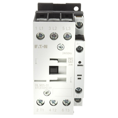 Eaton Contactor, 24 V ac Coil, 3-Pole, 25 A, 11 kW, 3NO, 400 V ac