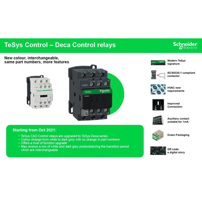 Schneider Electric CAD Contactor 5NO, 10 A Contact Rating, TeSys