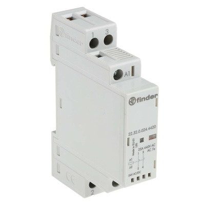 Finder 22 Series Series Contactor, 24 V ac/dc Coil, 2-Pole, 25 A