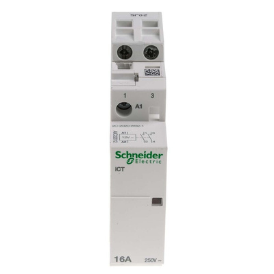 Schneider Electric iCT Series Contactor, 12 V ac Coil, 2-Pole, 16 A, 2NO, 250 V ac