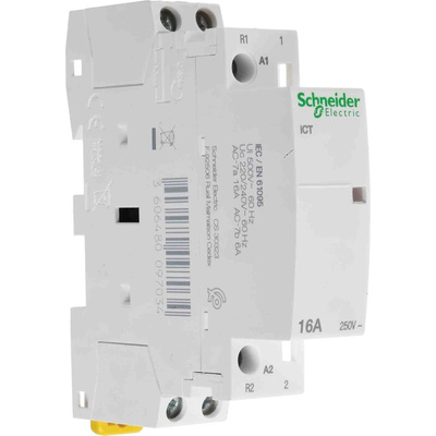 Schneider Electric iCT Series Contactor, 230 V ac Coil, 2-Pole, 16 A, 1NO + 1NC, 250 V ac