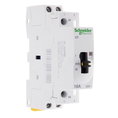 Schneider Electric iCT Series Contactor, 230 V ac Coil, 2-Pole, 16 A, 2NO, 250 V ac