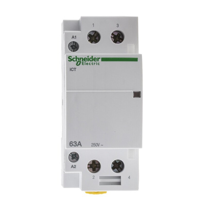 Schneider Electric iCT Series Contactor, 24 V ac Coil, 2-Pole, 63 A, 2NO, 250 V ac