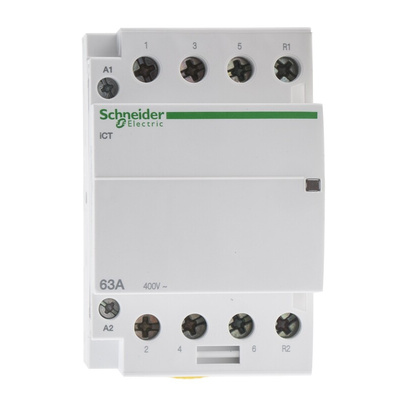 Schneider Electric iCT Series Contactor, 230 V ac Coil, 4-Pole, 63 A, 3NO + 1NC, 400 V ac